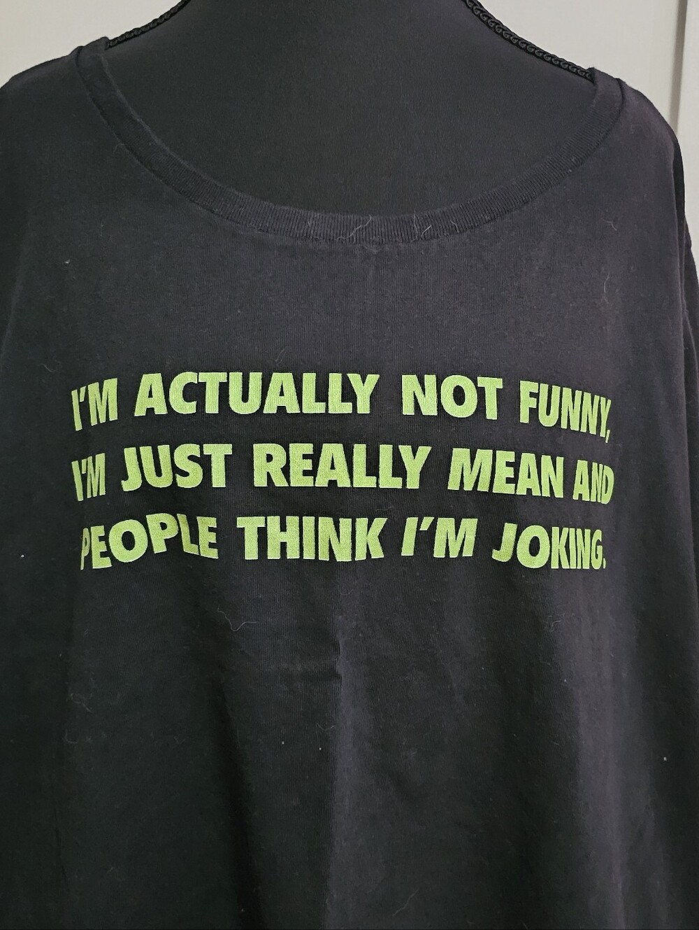 Black Graphic Tee with Green Statement Text 3X